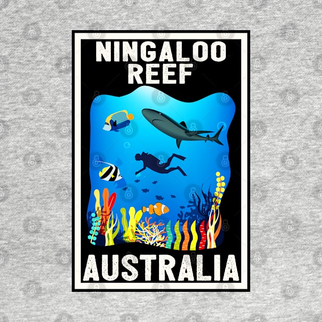 Ningaloo Reef Scuba Diving Western Australia Vintage Style Vacation Fish Coral Reef by TravelTime